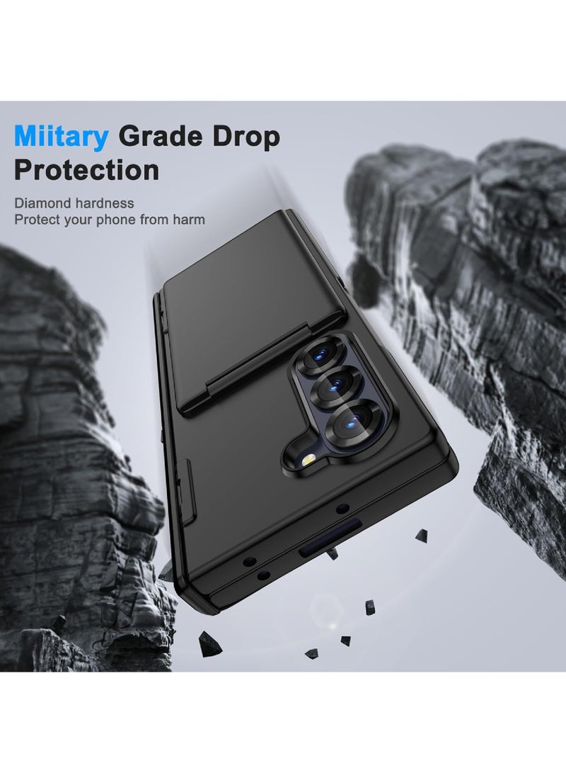 Rock Pow Flip Case for Samsung Galaxy Z Fold 7, Hidden Card Slot Wallet Case, Card Holder Dual-Layer Design Heavy Duty Protection Shockproof Phone Case - Image 4
