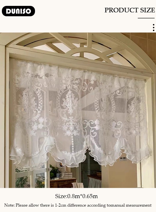 DUNISO White Sheer Curtains, Country House Bistro Curtain, 80*65CM Short Curtains One Piece, No Drilling Required, Easy to Install, Window Kitchen Curtains for Café, Kitchen, Living Room and Decoration  - Image 4