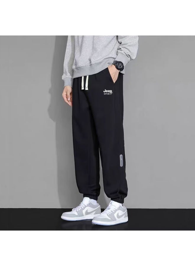 Jeep Spirit Men's Spring Loose-fit Jogger Pants Men's Casual Pants All-match Comfortable Long Pants Men's Trousers Black L - Image 3