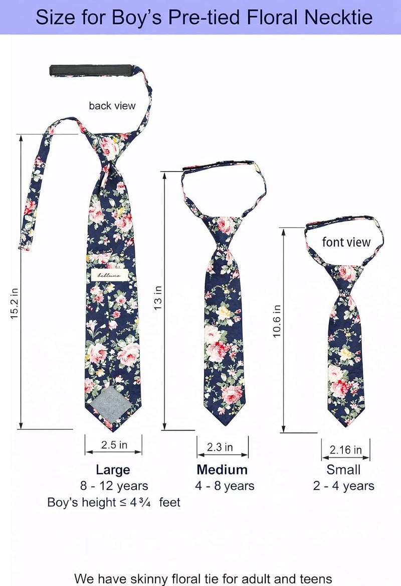 BELLUNO Boys' Floral Ties, Hook and Loop Pre-tied Flower Ties for Little Kids and Pre-teens - Image 4