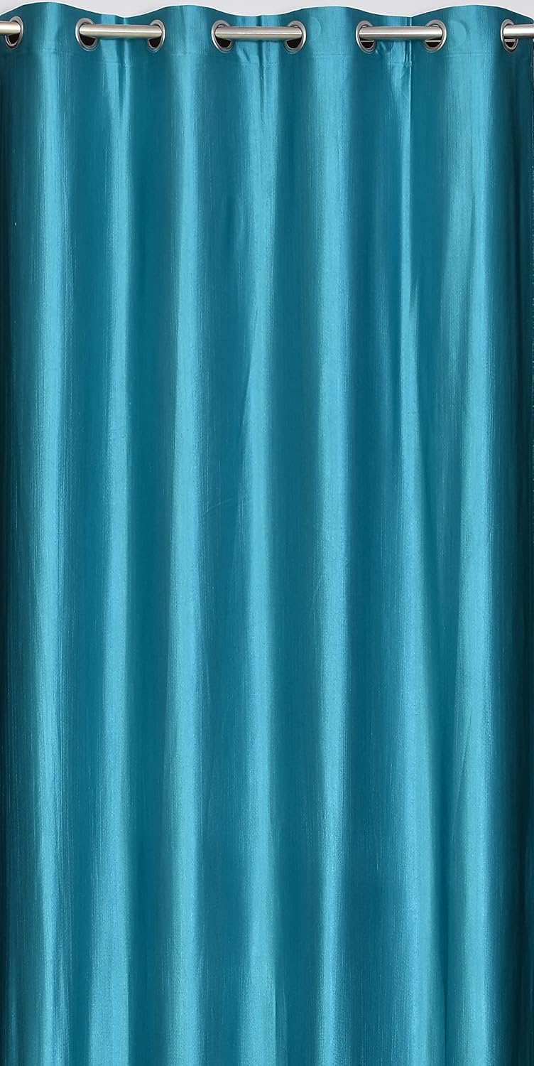 Decoholic Solid Aqua Polyester Window Curtains 6 feet Pack of 2 Panels with 3inch foldOver hems on Bottom and Grommet Top Plain Parda W48 x L72 inches 2 Pieces Aqua - Image 3
