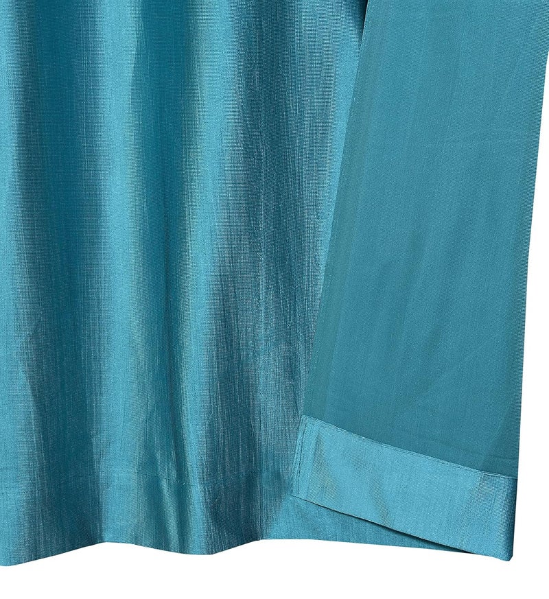 Decoholic Solid Aqua Polyester Window Curtains 6 feet Pack of 2 Panels with 3inch foldOver hems on Bottom and Grommet Top Plain Parda W48 x L72 inches 2 Pieces Aqua - Image 4