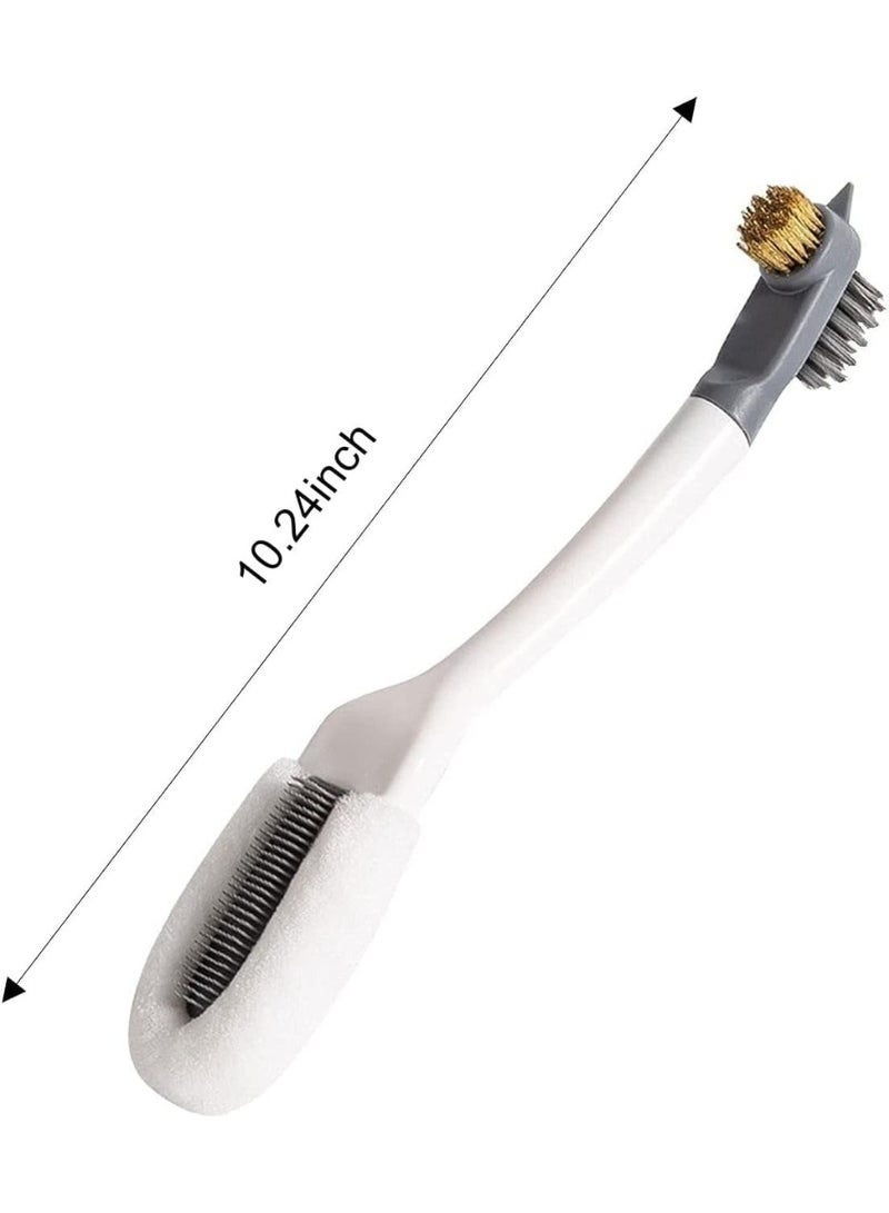 فرشاة تنظيف أحذية متعددة الوظائف ذات طرفين - شعيرات من الألياف الدقيقة والسيليكون والصلبة والفولاذ - مقبض مريح لتنظيف عميق للأحذية الرياضية والقماشية والجلدية والبيضاء - أداة تنظيف منزلية - Image 3