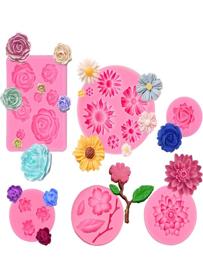 NUDFSY 6Pcs Flower Chocolate Moulds, Candle Making Moulds，Candle Mould，DIY Fondant Tools for Cake Decorating, Mould for Candle, Jelly, Pudding, and Chocolate Truffles Making, Candle Mould Silicone - Image 1
