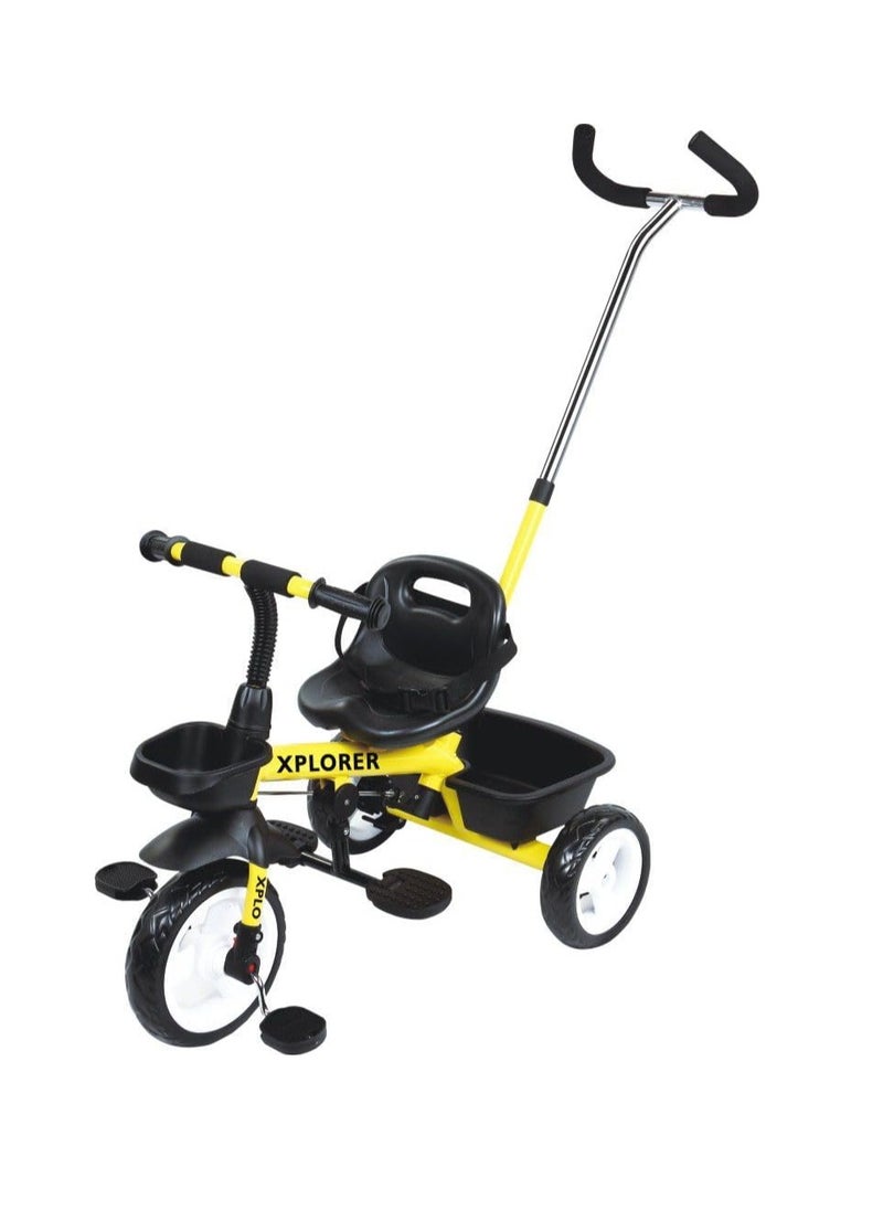 Xplore - Tricycle Stroller, Baby Push Trike, Kids First Bike, Pushchair, with Parent Handle (Yellow) - Image 1