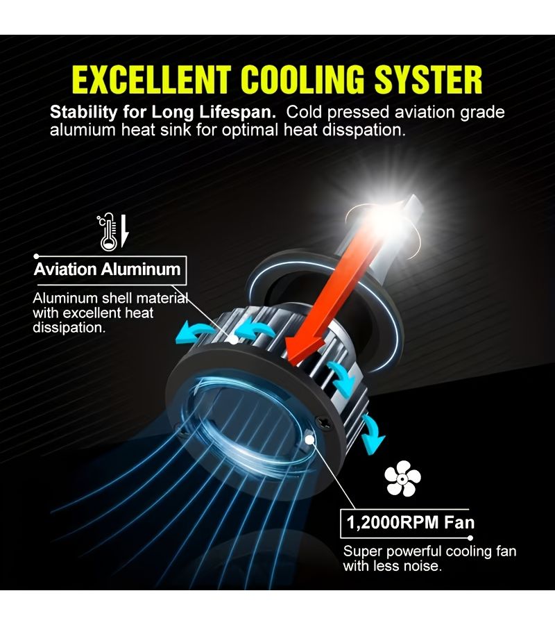 2 قطعة لمبات LED H4 HB3 9003 سطوع 600% 6500K لمبة سيارات عالية الطاقة 50000 لومن 12 فولت - Image 5