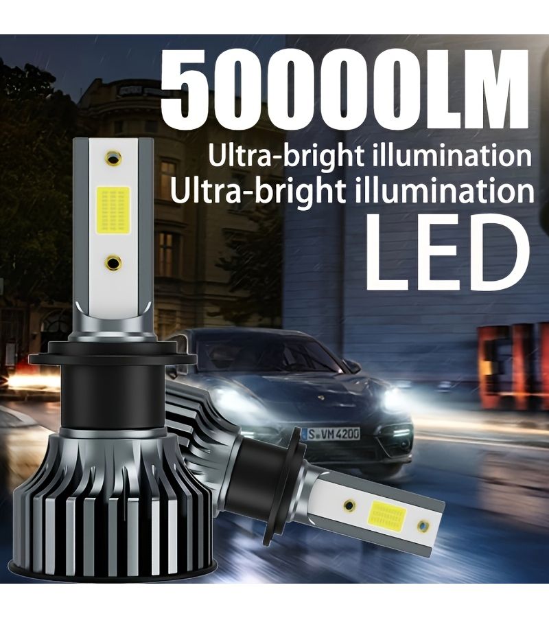 2 قطعة لمبات LED H4 HB3 9003 سطوع 600% 6500K لمبة سيارات عالية الطاقة 50000 لومن 12 فولت - Image 1