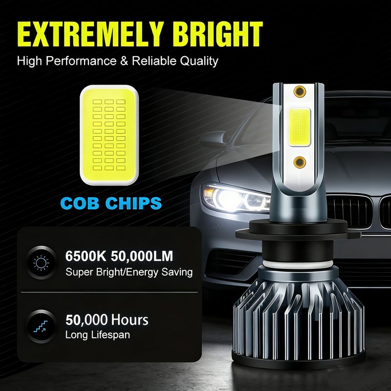 2 قطعة لمبات LED H4 HB3 9003 سطوع 600% 6500K لمبة سيارات عالية الطاقة 50000 لومن 12 فولت - Image 2