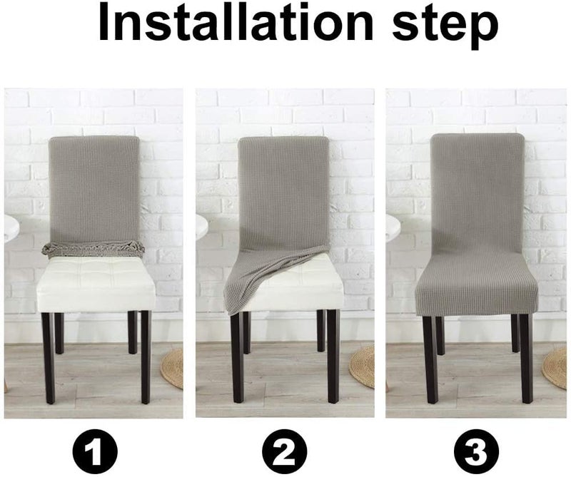 Styleys Dining Chair Cover Slipcovers, Jacquard Chair Seat Protector Removable Washable Spandex Kitchen Chair Covers for Dining Room, Set of 6, Light Grey, JLMC09 - Image 5