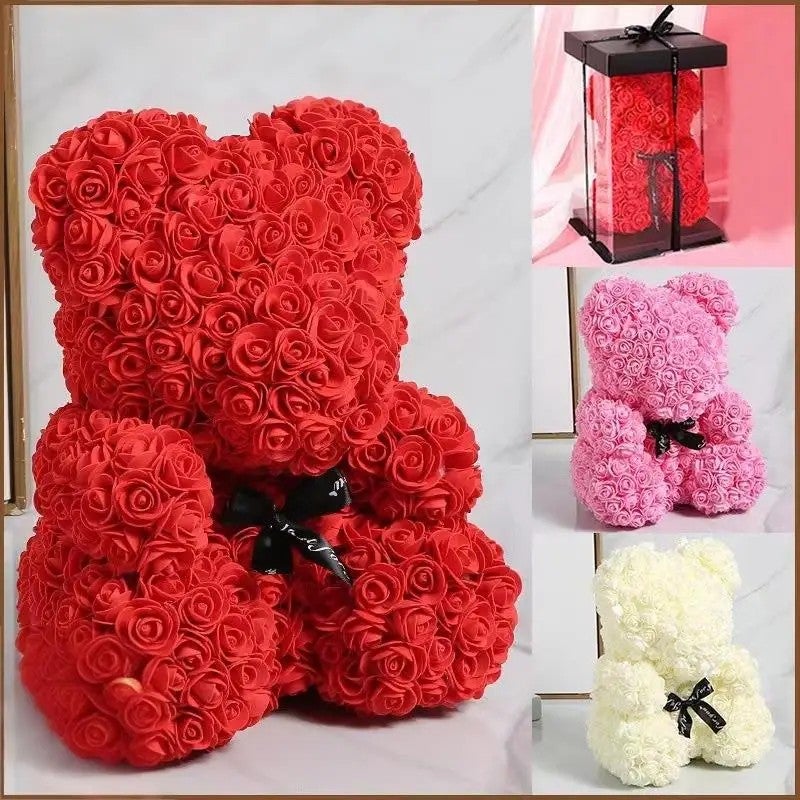 Y&D Light-Up Hugging Bear with Forever Rose - Artificial Flower Gift Box for Valentine's Day, Anniversaries - Image 2