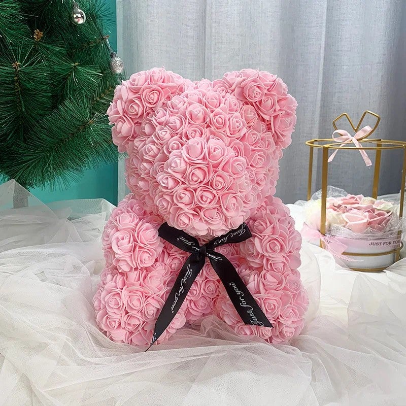 Y&D Light-Up Hugging Bear with Forever Rose - Artificial Flower Gift Box for Valentine's Day, Anniversaries - Image 1