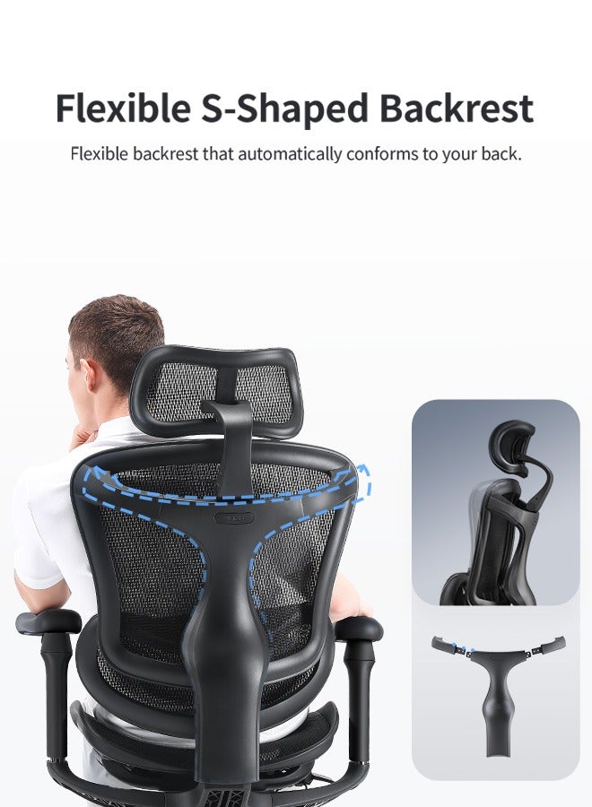 SIHOO Doro C300 Ergonomic Office Chair with Ultra Soft 3D Armrests, Dynamic Lumbar Support for Home Office Chair, Adjustable Backrest Desk Chair, Swivel Big and Tall Office Chair(Black) - Image 3