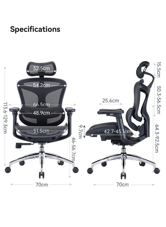 SIHOO Doro C300 Ergonomic Office Chair with Ultra Soft 3D Armrests, Dynamic Lumbar Support for Home Office Chair, Adjustable Backrest Desk Chair, Swivel Big and Tall Office Chair(Black) - Image 2