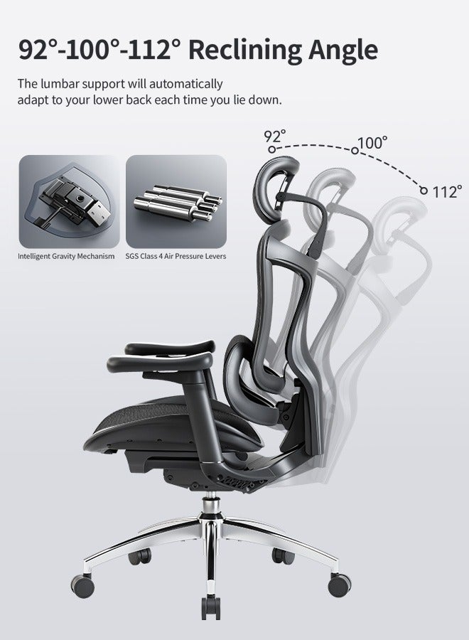 SIHOO Doro C300 Ergonomic Office Chair with Ultra Soft 3D Armrests, Dynamic Lumbar Support for Home Office Chair, Adjustable Backrest Desk Chair, Swivel Big and Tall Office Chair(Black) - Image 4