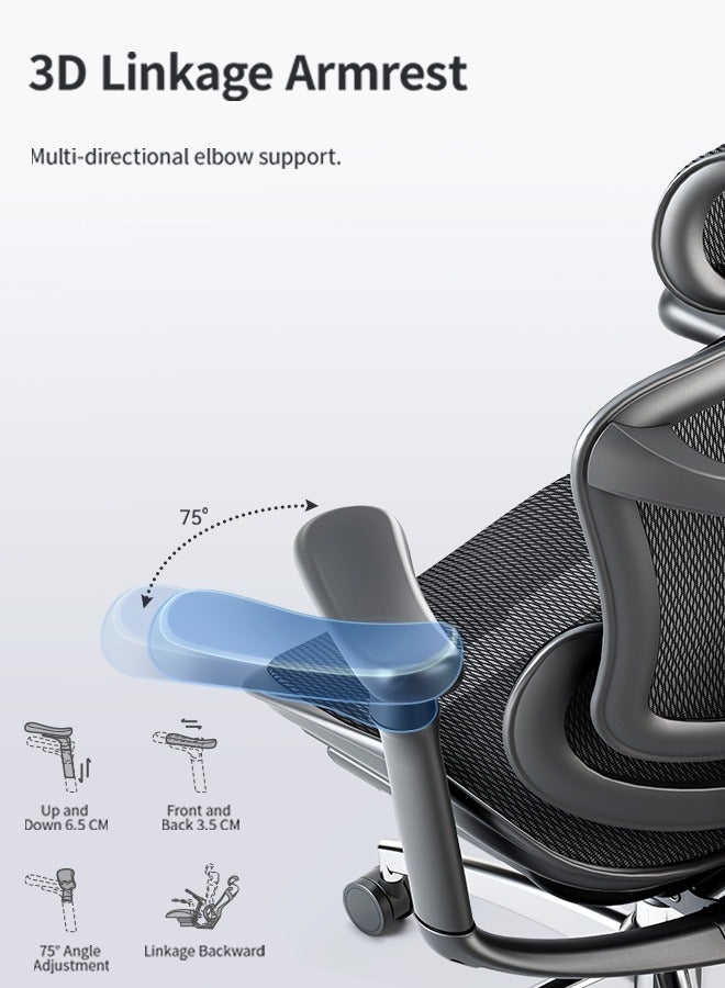 SIHOO Doro C300 Ergonomic Office Chair with Ultra Soft 3D Armrests, Dynamic Lumbar Support for Home Office Chair, Adjustable Backrest Desk Chair, Swivel Big and Tall Office Chair(Black) - Image 5