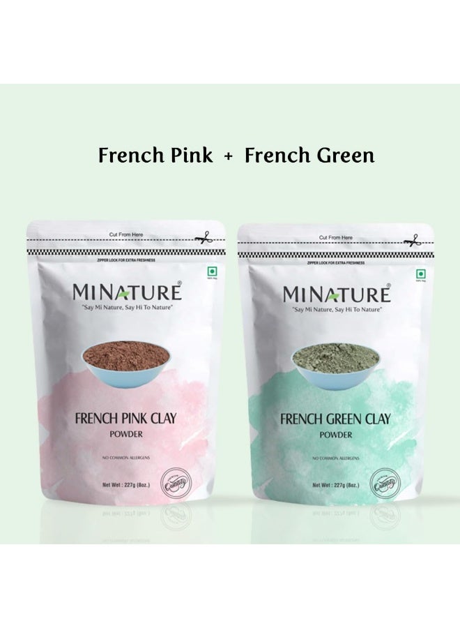 mi nature Combo Of French Pink Clay & French Green Clay | Skincare Face Masks, Face Scrubs, Body Cleansers |100% Pure & Natural Face mask |Cruelty & Chemical Free| 227 * 2 - Image 3
