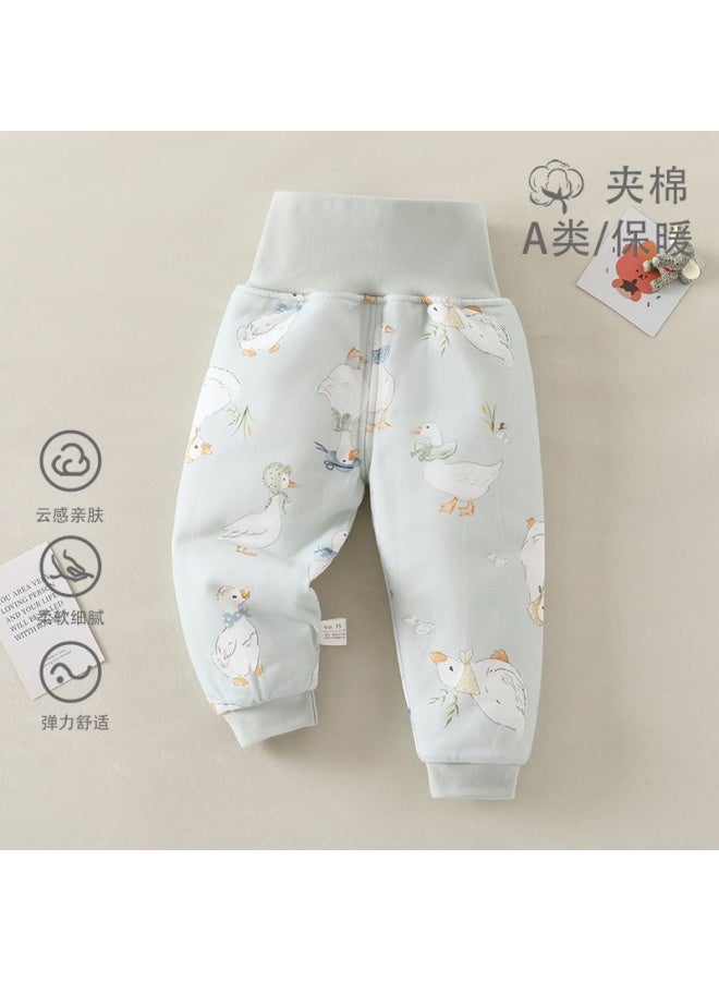 Baby Quilted Pants Autumn And Winter Thickeneded Warm Baby Pants For Boys And Girls High Waist Belly Protection Cotton Pants Autumn And Winter Base Layer