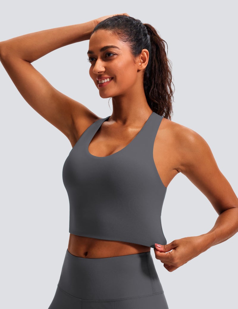 JOYSPELS Sports Bras for Women Extra Comfort Criss-Cross Back Padded Workout Tops for Women Medium Support Grey - Image 3