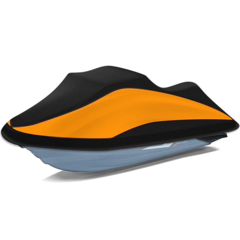 Tokept Trailerable Jet Ski Cover 300D Heavy Duty Waterproof PWC Cover with Reflective Strip Vents Fits Seadoo Yamaha GTX Kawasaki Honda Polaris 2 Seater 116 to 125 LBlackOrange