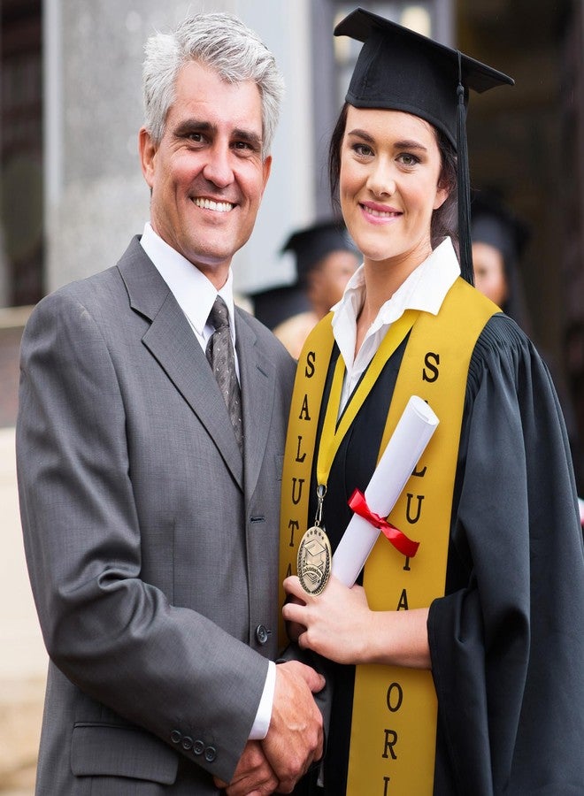 Remuuly 2 Pcs Graduation Award Medal and Graduation Stole Set Salute Award Medal 60 Inches Yellow Stole for Students - Image 4