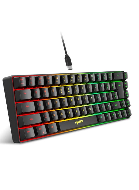 60% Percent Gaming Keyboard, Ergonomic Small Mini membrane Keyboard Compact RGB Backlit Keyboard for Windows, PC, Laptop, Gaming