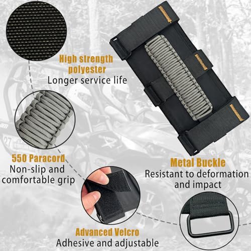 KKIKK Paracord Jeep Grab Handles 2 Pack Jeep Wrangler Roll Bar Grab Handles for JK TJ JL CJ YJ JKU JLU and Gladiator JT Wrangler Hardware Handle for 19552023 Modles - Image 5