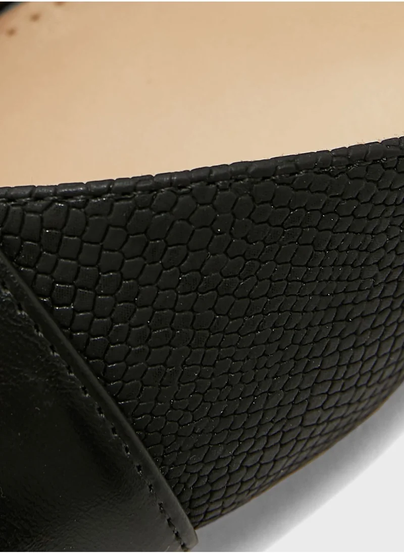 ELLA Contrast Texture Slingback Pointed Kitten Heel Pu