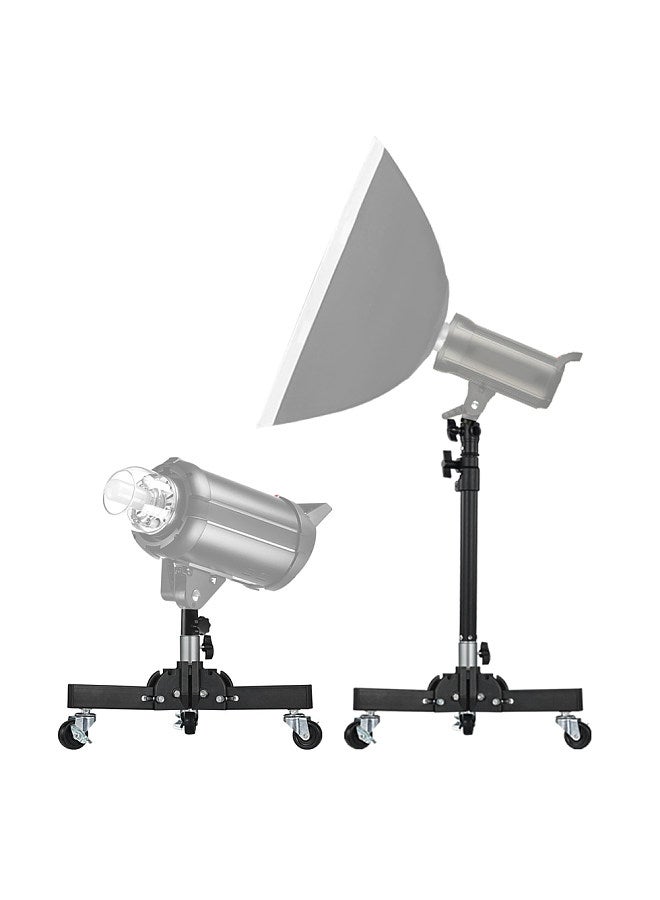 78.5cm/30.9in Adjustable Tripod Stand Video Light Stand 2-section 50kg/110lbs Load Capacity with Wheel Base Universal Interface 1/4in & 3/8in Threaded Hole for Video LED Light Phone Holder Camera  - Image 3