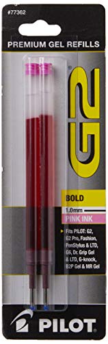 Pilot, G2 Gel Ink Refills, Bold Point 1 mm, Pink, Pack of 2 - Image 1