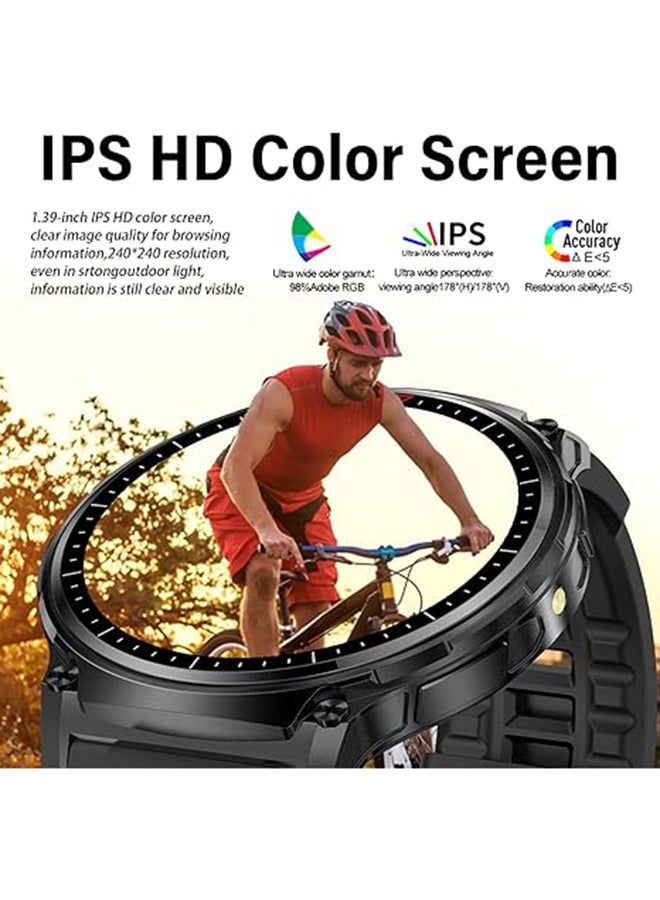 رولستيمي ساعة ذكية للرجال في الهواء الطلق ساعة ذكية للرجال مع مصباح ليد جيب البوصلة النشاط جهاز تعقب للياقة البدنية الفضة الفولاذ المقاوم للصدأ ساعة ذكية ل أندريود يوس - Image 2