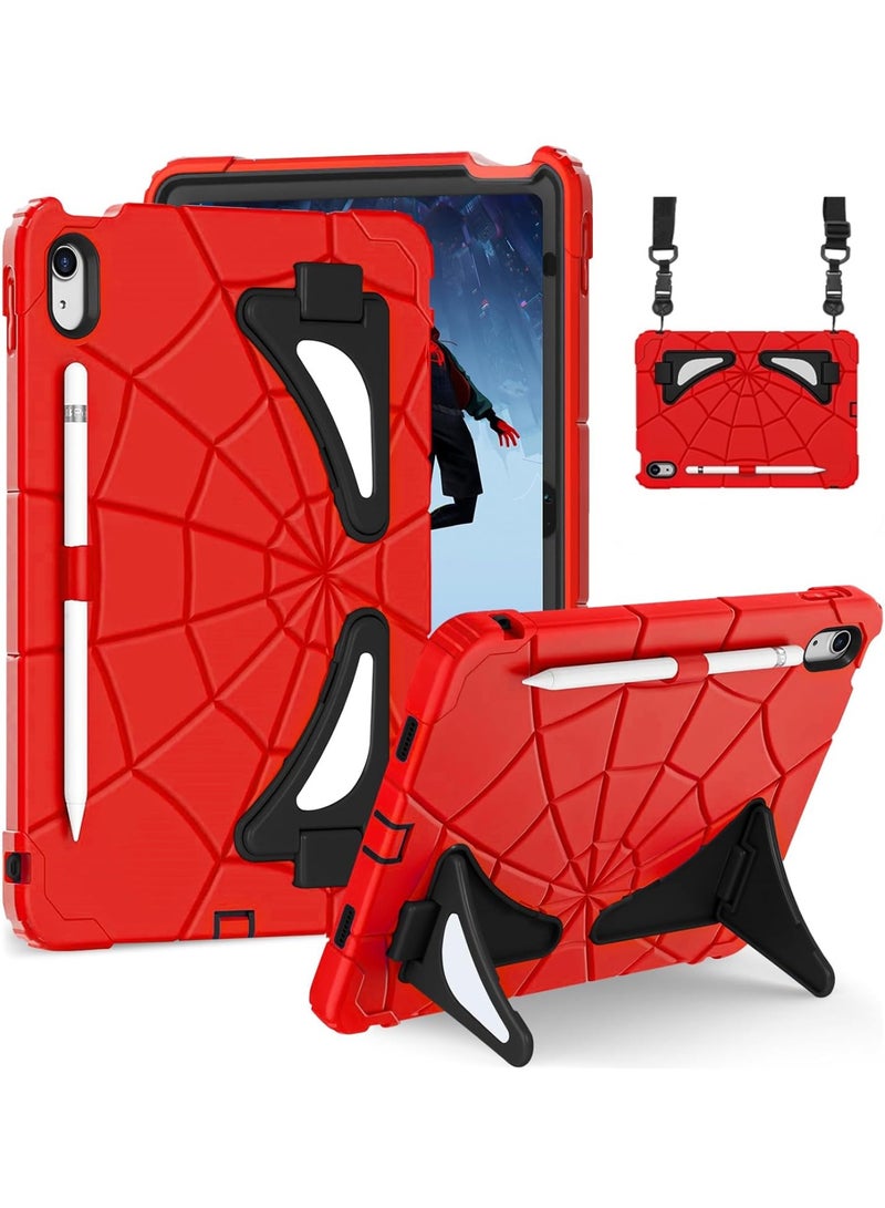Aookay for iPad (A16) 11th Generation 11 Inch/iPad 10th Generation Case 10.9 Inch Case - for Kids Cute Cool Cartoon Cover with Kickstand & Shoulder Strap & Pen Holder Design Shockproof (Red Black)  - Image 1