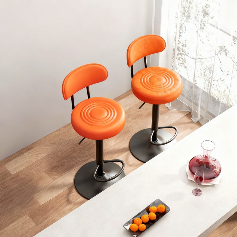 شاربدو كرسي بار 4PCS ، كرسي مستدير صغير عالي الظهر ، كرسي بار عالي قابل للتعديل مريح مع 360 درجة دوار مثالي للمطبخ المنزلي مقابل الطعام كرسي مساند القدم العالي - Image 3