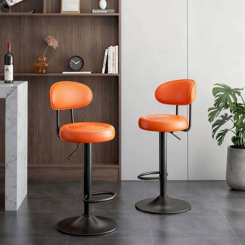 شاربدو كرسي بار 4PCS ، كرسي مستدير صغير عالي الظهر ، كرسي بار عالي قابل للتعديل مريح مع 360 درجة دوار مثالي للمطبخ المنزلي مقابل الطعام كرسي مساند القدم العالي - Image 2