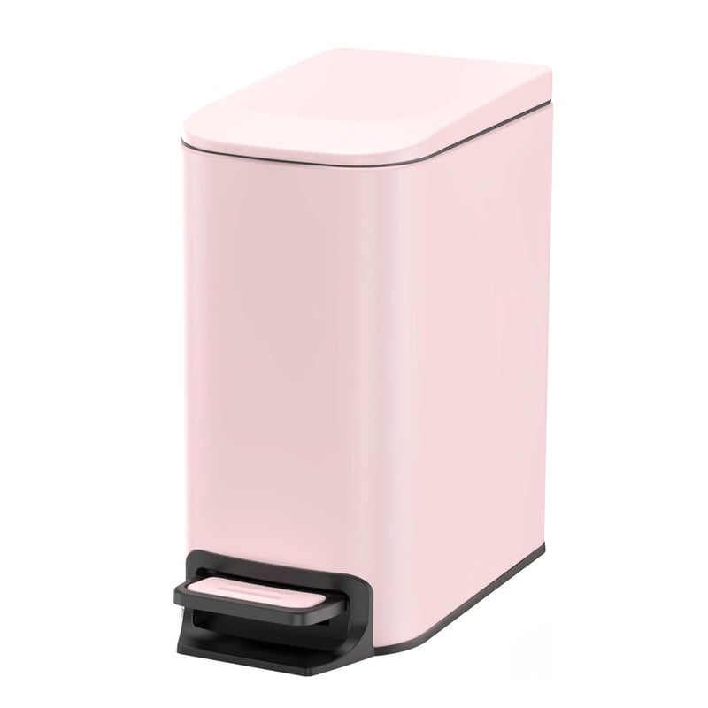 Cesun Small Bathroom Trash Can with Lid Soft Close, Step Pedal, 6 Liter / 1.6 Gallon Stainless Steel Garbage Can with Removable Inner Bucket, Anti-Fingerprint Finish (Pink) - Image 1