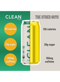 Clean CLEAN Cause Mint & Honey USDA Organic Yerba Mate Tea (15.5oz cans, 12-Pack Case) Non-Carbonated, 160mg Caffeine  - Image 3