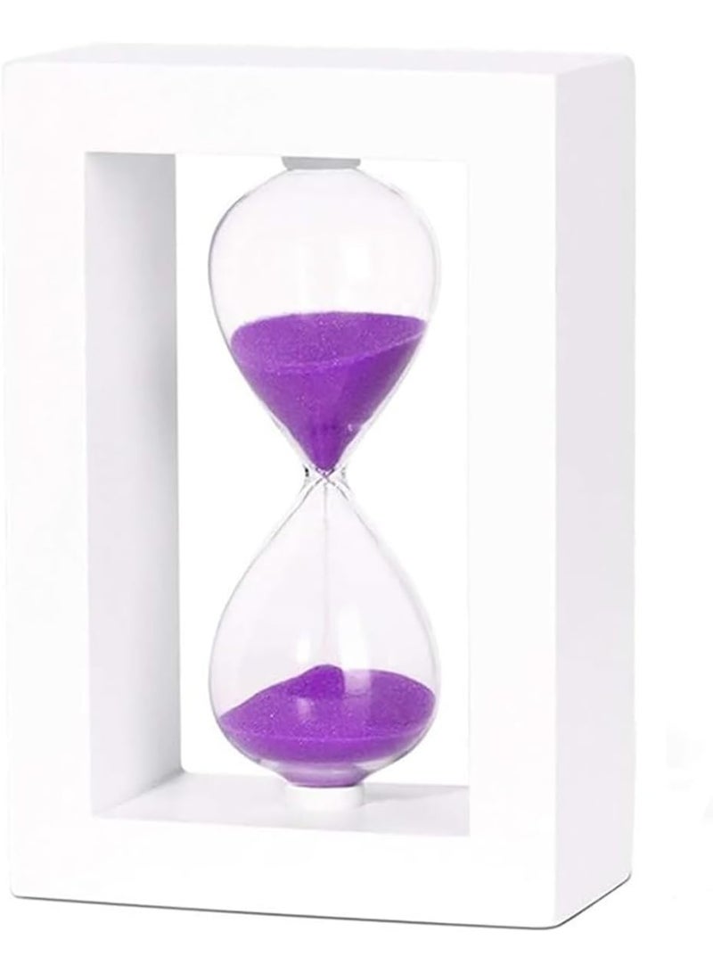 Rubik Sand Timer, 30 Minutes Wooden White Frame with Purple Sand Decorative Hourglass for Tabletop Home Office School Decor - Image 1