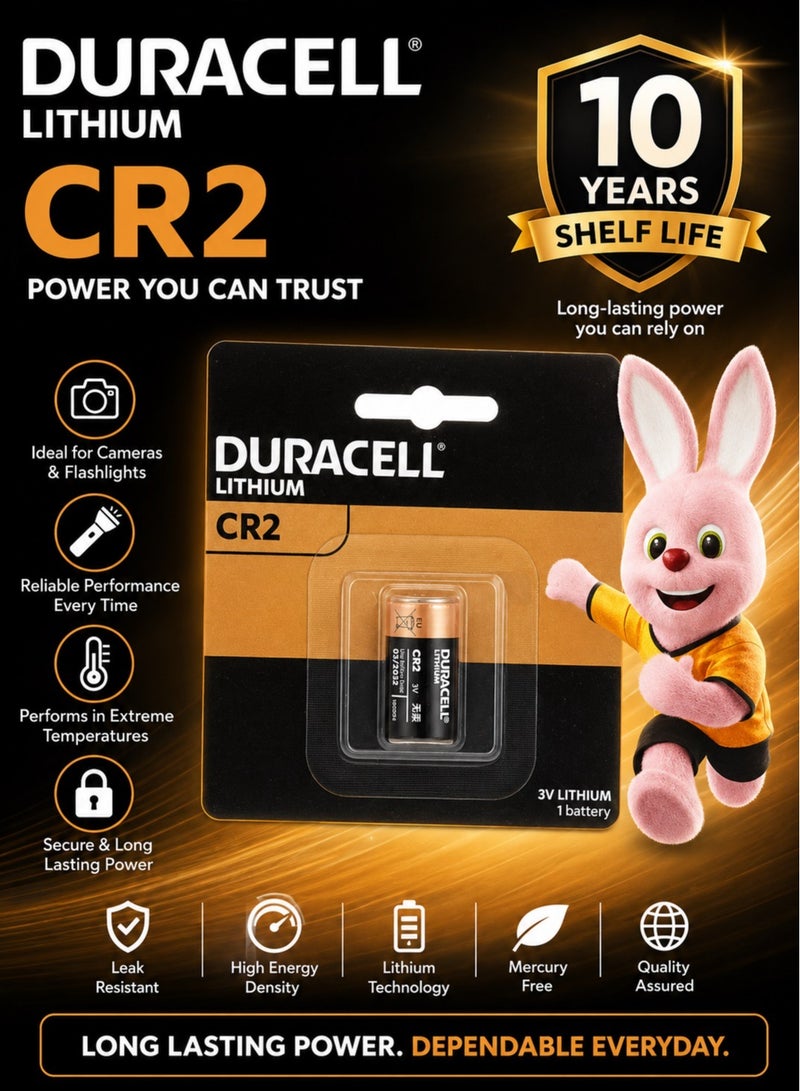 Duracell CR2 3V Lithium Battery - 10 Years Shelf Life - Image 1