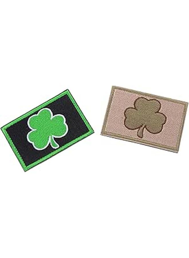 Lucky Leaf Embroidery Patches 2 Pack Black Khaki Appliques for Clothing Backpacks DIY Crafts - Image 1
