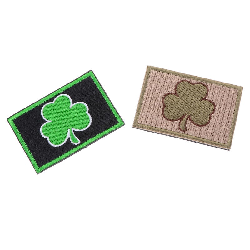 Lucky Leaf Embroidery Patches 2 Pack Black Khaki Appliques for Clothing Backpacks DIY Crafts - Image 2