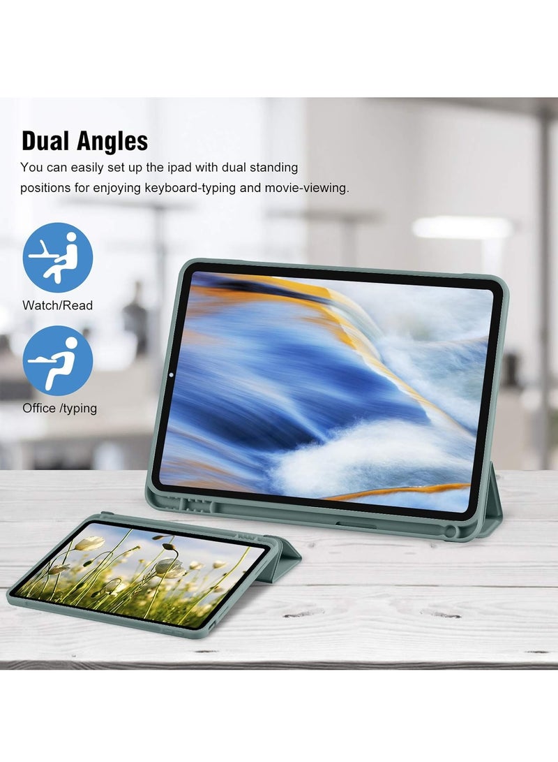 ELTRAZONE iPad 10th Generation Case 2022 with Pencil Holder, 10.9 Inch Soft TPU Back Protective Smart Case with Auto Wake/Sleep, Trifold Stand - Pine Green - Image 4