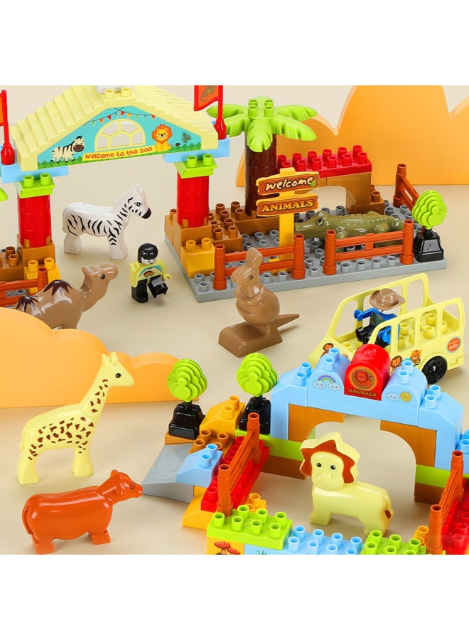 Building Block Puzzle Assembled Boys And Girls Intelligence Brain Assembled Toys Children Compatible With Lego Large Particle Scenes-Color:183PCs Color Box Version Of Rail Car Building Blocks [35005B]]