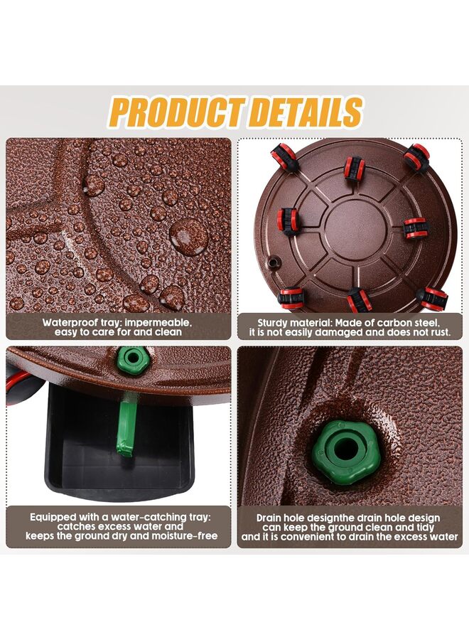 Round Plant Stand with Lockable Wheels, Heavy Duty for Indoor Outdoor, Large Rolling Dolly Planter Caddy on Casters to Carry Potted Flower Pot, Round Metal Tray NO Holes (Color : Brass - Image 3