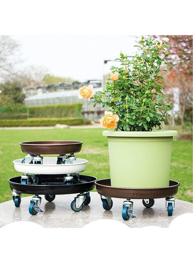 Round Plant Stand with Lockable Wheels, Heavy Duty for Indoor Outdoor, Large Rolling Dolly Planter Caddy on Casters to Carry Potted Flower Pot, Round Metal Tray NO Holes (Color : Brass - Image 5