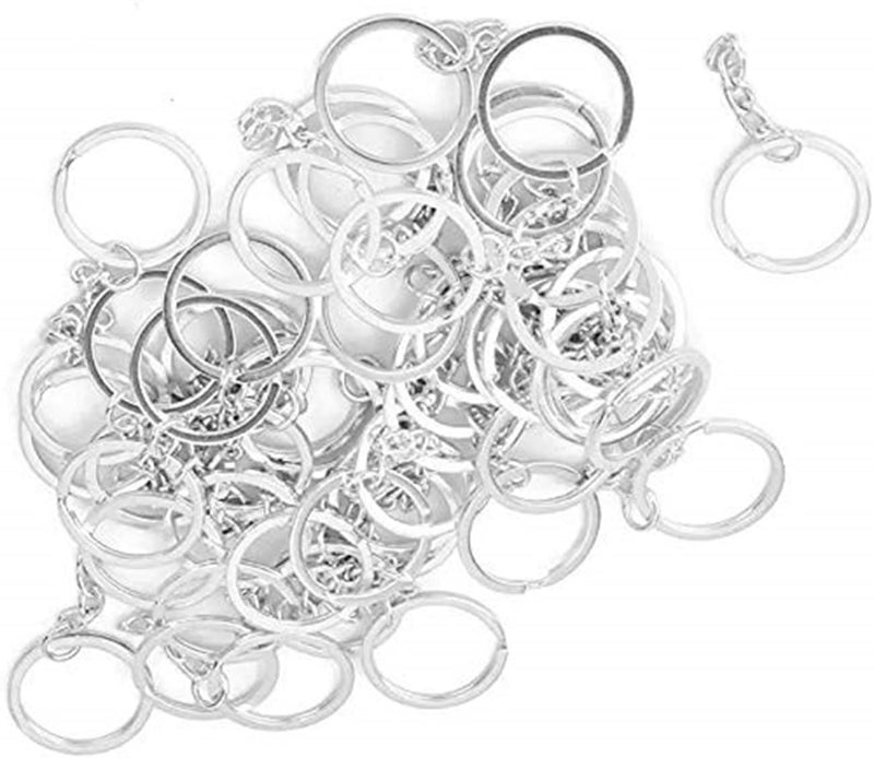 Kidultz Silver Plated Alloy Keyring Keychain Rings with Chain and Connecting Ring - Heavy Duty Glossy Finish Silver Plated Keychains Rings for DIY Crafts and Other Purposes (Pack of 10) - Image 4