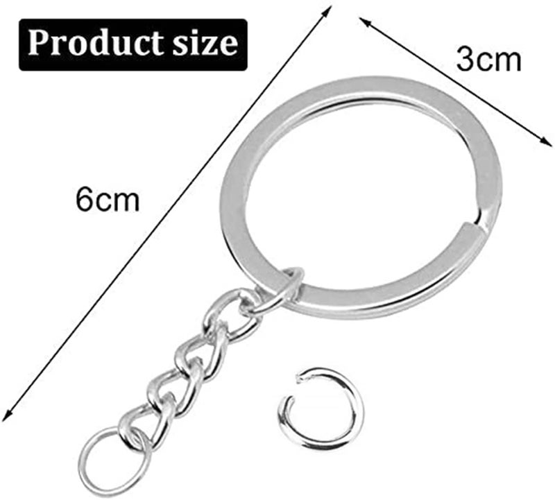 Kidultz Silver Plated Alloy Keyring Keychain Rings with Chain and Connecting Ring - Heavy Duty Glossy Finish Silver Plated Keychains Rings for DIY Crafts and Other Purposes (Pack of 10) - Image 3