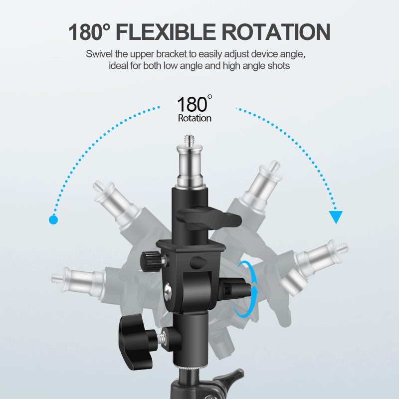 WELLMAKING U-Shape Camera Flash 180Â°Swivel Mount Bracket with Standard 1/4 to 3/8 inch Metal Male Screw Spigot Stud Compatible for Umbrella Softbox Reflector Holder Stand for Video Light Studio Light - Image 2