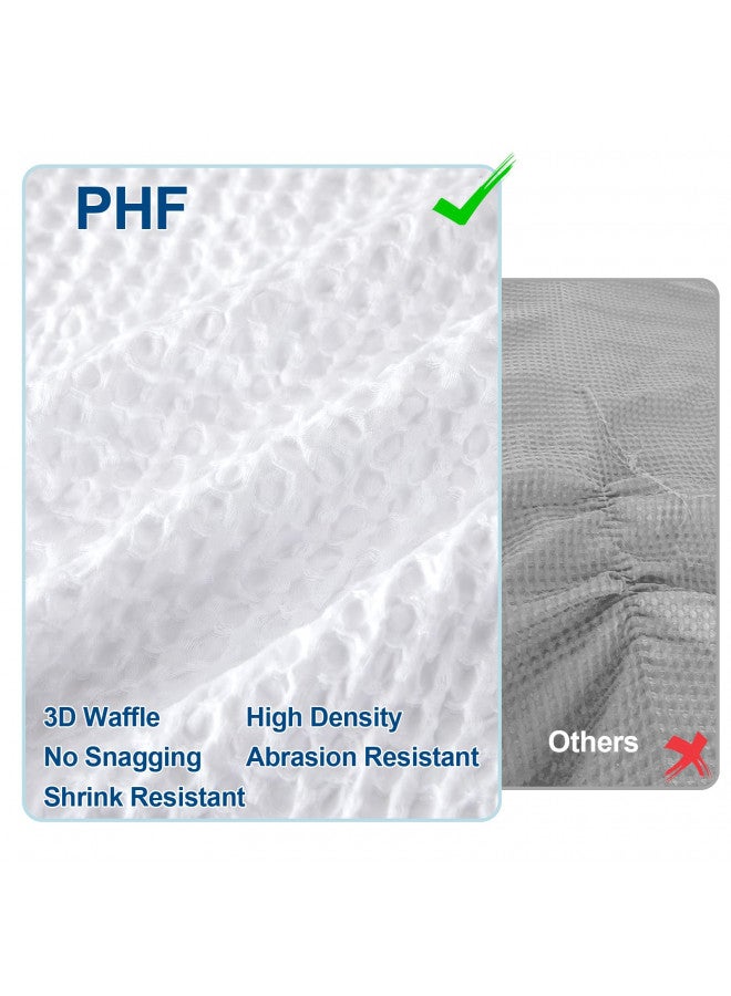 PHF PHF Waffle Weave Duvet Cover Set King Size, 3 Piece Ultra Soft Breathable Durable Comforter Cover for All Season, Waffle Textured Duvet Cover with 2 Pillow Shams Bedding Collection, 104"x90", White  - Image 3