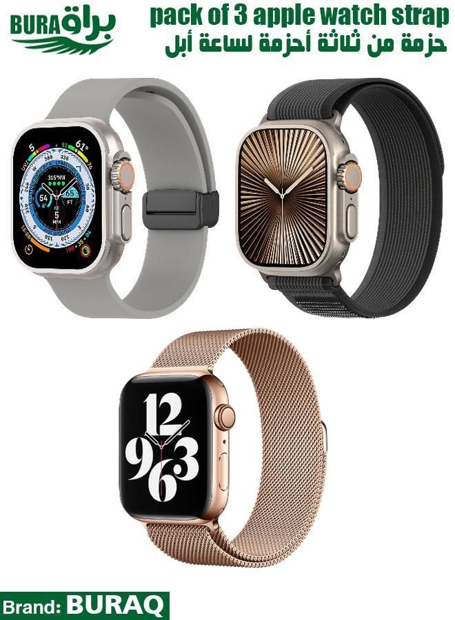 BURAQ Apple Watch Band Strap For Apple Watch Ultra 2/Ultra 49mm, Series 10 46mm, 9/8/7 45mm, SE2/SE/6/5/4 44mm, 3/2/1 42mm
