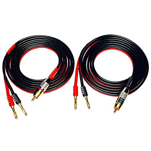 CNCESS CESS-024-6f Speaker Cable with RCA Plug to 4mm Banana Plug, Pure Copper Gold-Plated Connectors, 400 Strands Tinned Copper Wire, Soft Silicone Rubber Cable (14AWG 6 Feet) - Image 1