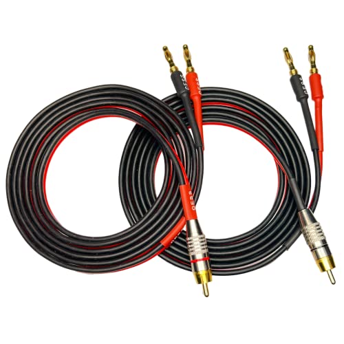 CNCESS CESS-024-6f Speaker Cable with RCA Plug to 4mm Banana Plug, Pure Copper Gold-Plated Connectors, 400 Strands Tinned Copper Wire, Soft Silicone Rubber Cable (14AWG 6 Feet) - Image 2